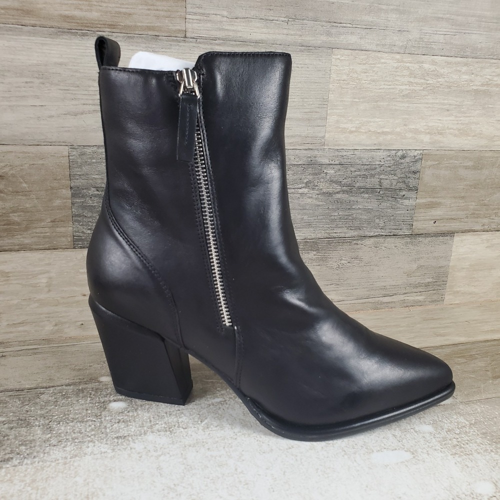 Blondo Elenor Womens Ankle Bootie Sz 9 M Black Leather Waterproof Pointed Toe